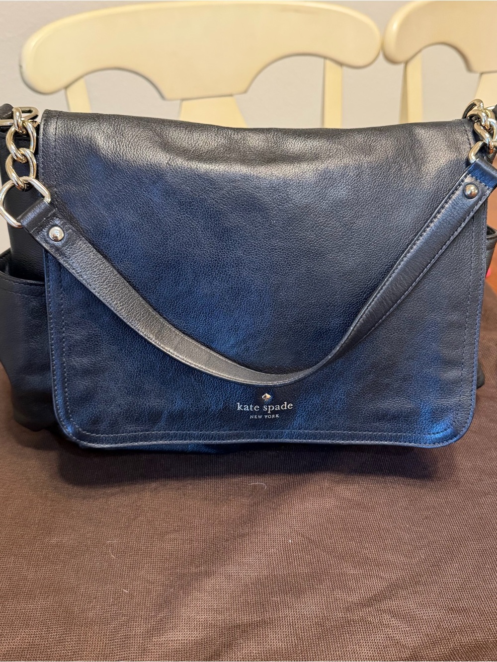 Kate Spade New York Shoulder Bag Black Leather Single Strap Gold Tone Hardware